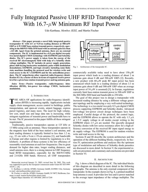 Fully integrated passive UHF RFID transponder IC with 16.7